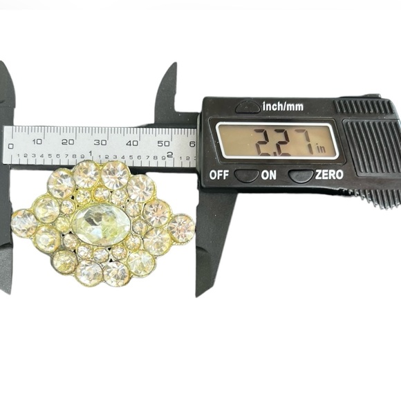 Large Antique Rhinestone Brooch 1930s Pot Metal Diamanté Paste Rhinestone - Picture 4 of 10